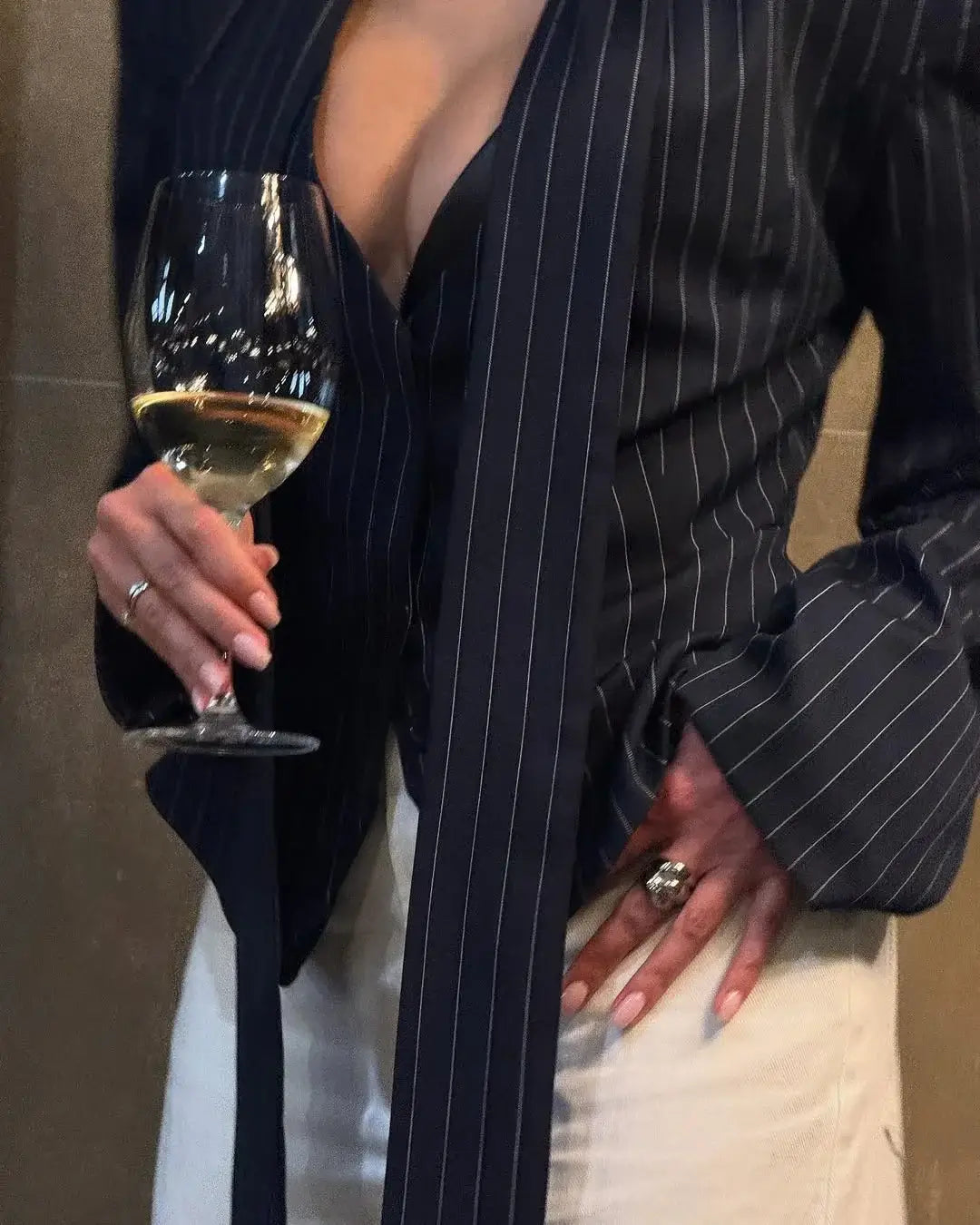 Juno Pinstripe Blazer Top
