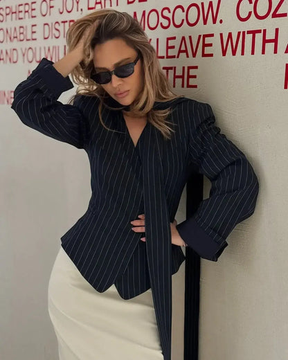Juno Pinstripe Blazer Top