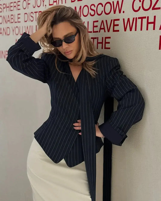 Juno Pinstripe Blazer Top